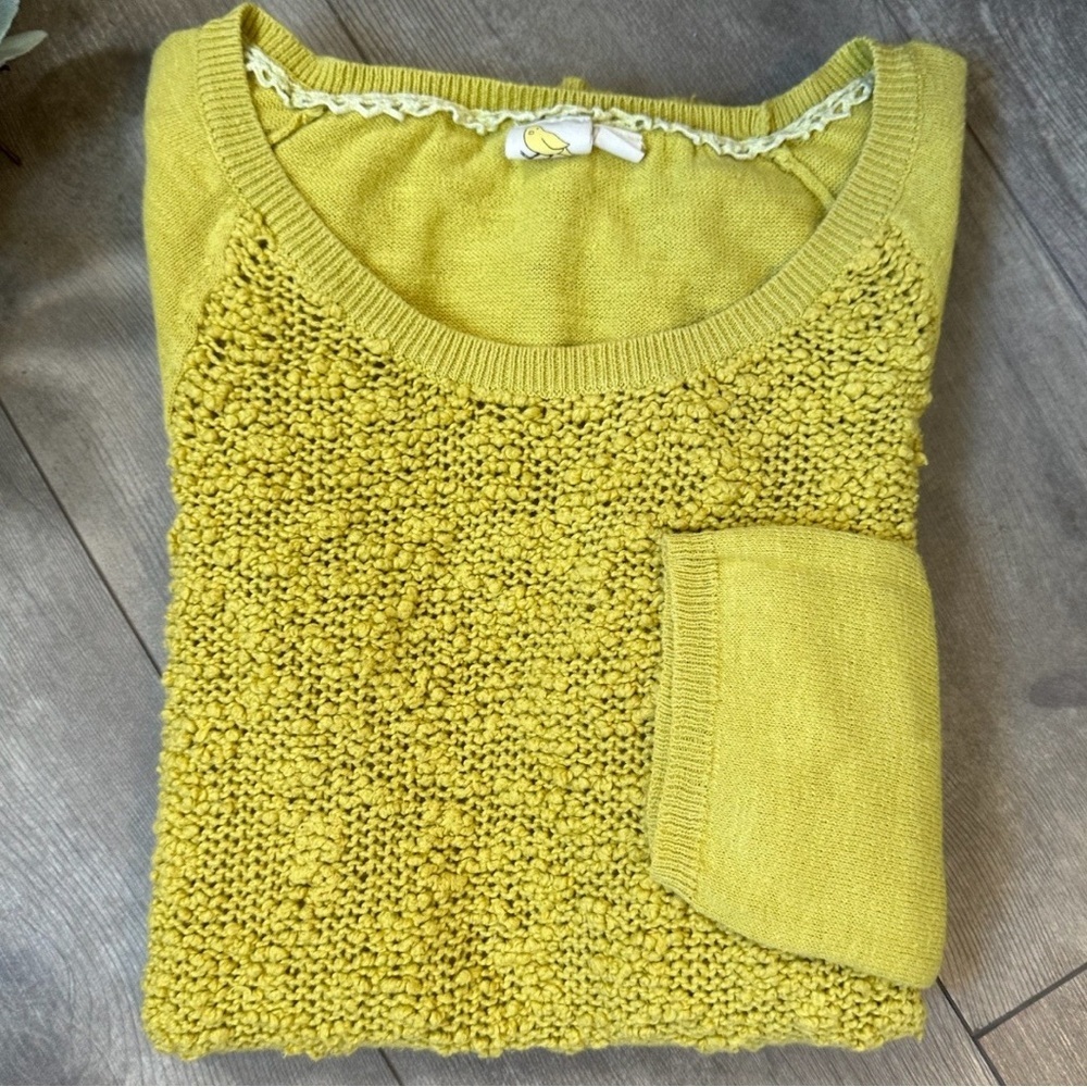 Yellow Bird Anthropologie Women's Raglan 3/4 Sleeve Loose Knit Top Size Small